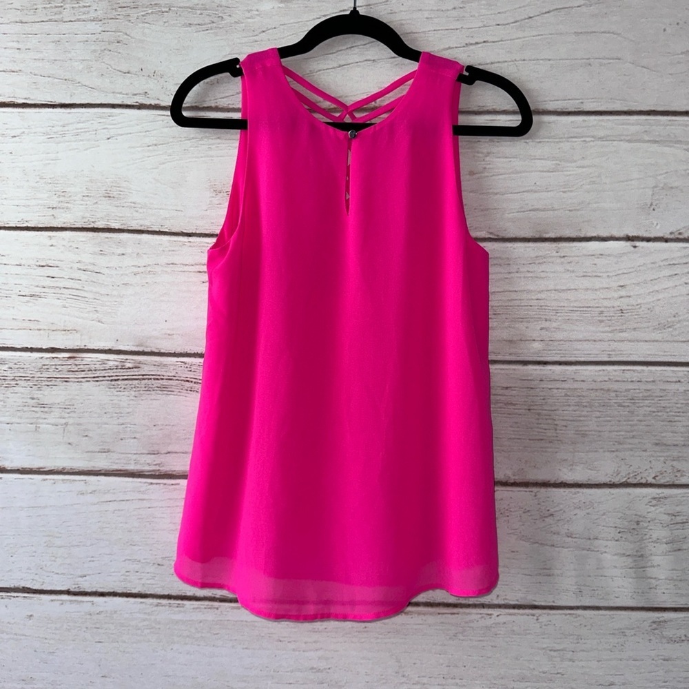 Naked Zebra Hot Pink Tank Top With Lining Strappy Back | Size Small Summer
